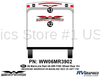 2 piece 2006 Warrior Mainline Red 35-39' FW Rear Graphics Kit - Image 2