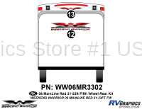 2 piece 2006 Warrior Mainline Red 31-33' FW Rear Graphics Kit - Image 2