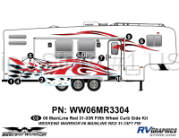 8 piece 2006 Warrior Mainline Red 31-33' FW Curbside Graphics Kit - Image 2