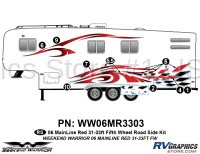 8 piece 2006 Warrior Mainline Red 31-33' FW Roadside Graphics Kit - Image 2
