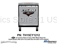 Cyclone - 2015 Cyclone FW-Fifth Wheel Red on Gray - 2 Piece 2014 Cyclone FW Rear Graphics Kit Red Gray Version