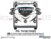 Cyclone - 2016 Cyclone FW-Fifth Wheel Copper on White - 9 Piece 2016 Cyclone FW Copper White Rear Graphics Kit