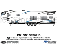Genesis - 2015-2017 Genesis Blue Lg FW-Fifth Wheel - 17 Piece 2015 Genesis Blue Lg Fifth Wheel Roadside Graphics Kit