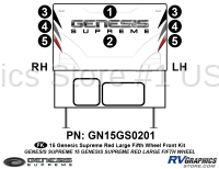 Genesis - 2015-2017 Genesis Red Lg FW-Fifth Wheel - 8 Piece 2015 Genesis Red Lg Fifth Wheel Front Graphics Kit