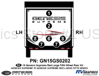 7 Piece 2015 Genesis Red Lg Fifth Wheel Rear Graphics Kit