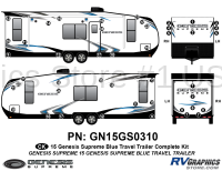 Genesis - 2015-2017 Genesis Blue TT-Travel Trailer - 45 Piece 2015 Genesis Blue Travel Trailer Complete Graphics Kit