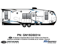 Genesis - 2015-2018 Genesis Blue TT-Travel Trailer - 15 Piece 2015 Genesis Blue Travel Trailer Curbside Graphics Kit