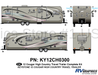 Cougar - 2012 Cougar TT-Travel Trailer High Country - 55 Piece 2012 Cougar High Country TT Complete Graphics Kit