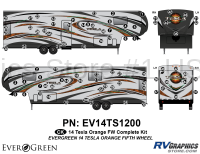 82 Piece 2014 Evergreen Tesla FW Orange Complete Graphics Kit