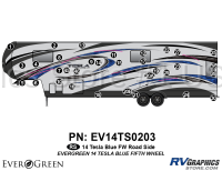 33 Piece 2014 Evergreen Tesla FW Blue Roadside Graphics Kit