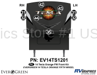 Tesla - 2014 Tesla FW-Fifth Wheel Orange Version - 8 Piece 2014 Evergreen Tesla FW Orange Front Graphics Kit