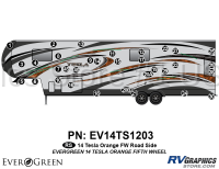 33 Piece 2014 Evergreen Tesla FW Orange Roadside Graphics Kit