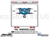 1 Piece 2009 SuperLite Blue TT Rear Graphics Kit