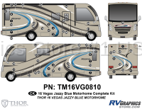 64 Piece 2016 Thor Motorcoach Vegas MH BLUE Complete Graphics Kit