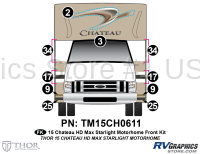 10 Piece 2015 Chateau HD Max Motorhome Starlight Front Graphics Kit