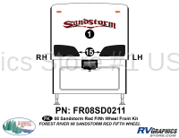 3 Piece 2008 Sandstorm Fifth Wheel Red Front Graphics Kit