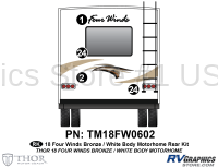 Four Winds - 2018 Four Winds MH-Motorhome Standard White Body - 4 Piece 2018 Four Winds MH Bronze on White Body Rear Graphics Kit