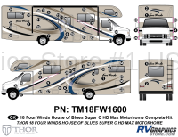 72 Piece 2018 Four Winds MH Blue on Tan Body Complete Graphics Kit