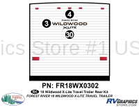 3 Piece 2018 Wildwood X-Lite Travel Trailer Rear Graphics Kit