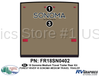 2 Piece 2018 Sonoma Medium Travel Trailer Rear Graphics Kit