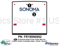 2 Piece 2019 Sonoma Small Travel Trailer Rear Graphics Kit
