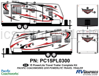 40 Piece 2015 PowerLite XL Travel Trailer Complete Graphics Kit