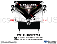 Cyclone - 2018 Cyclone FW-Fifth Wheel Red Version - 8 Piece 2018 Cyclone FW Red Front Graphics Kit