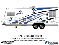 Ragen - 2005 Ragen TT-Travel Trailer Blue Version - 9 Piece 2005 Ragen Toyhauler Trailer Blue Roadside Graphics Kit