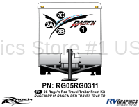 Ragen - 2005 Ragen TT-Travel Trailer Wheel Red Version - 4 Piece 2005 Ragen Toyhauler Trailer Red Front Graphics Kit