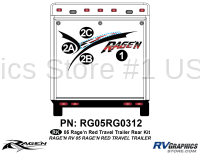 Ragen - 2005 Ragen TT-Travel Trailer Wheel Red Version - 4 Piece 2005 Ragen Toyhauler Trailer Red Rear Graphics Kit