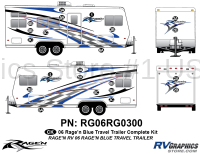 Ragen - 2006 Ragen TT-Travel Trailer Blue Version - 22 Piece 2006 Ragen Toyhauler Trailer Blue Complete Graphics Kit