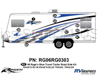 Ragen - 2006 Ragen TT-Travel Trailer Blue Version - 9 Piece 2006 Ragen Toyhauler Trailer Blue Roadside Graphics Kit