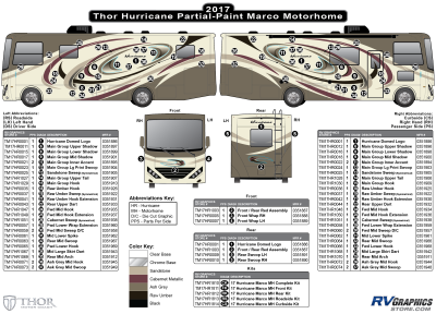 Thor Motorcoach - Hurricane - 2017-2018 Hurricane MH-Motorhome Burgundy Marco Partial Paint