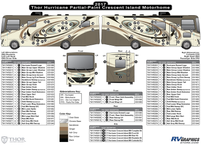 Thor Motorcoach - Hurricane - 2017 Hurricane MH-Motorhome Gold Crescent Island Partial Paint