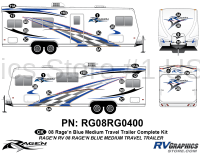Ragen - 2008 Ragen  Medium TT-Travel Trailer 28-32 Blue - 29 Piece 2008 Ragen Medium TT Blue 28-32 Complete Graphics Kit