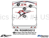 Ragen - 2008 Ragen  FW-Fifth Wheel 30-36 Red - 5 Piece 2008 Ragen FW Red  32-36 Rear Graphics Kit