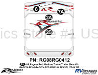 Ragen - 2008 Ragen  Medium TT-Travel Trailer 28-32 Red - 5 Piece 2008 Ragen Medium TT Red 28-32  Rear Graphics Kit