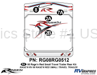 5 Piece 2008 Ragen Small TT Red 21-26  Rear Graphics Kit