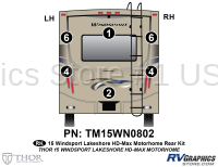 Windsport - 2015 Windsport MH-Motorhome Lakeshore Color Version - 6 Piece 2015 Windsport MH Lakeshore Rear Graphics Kit