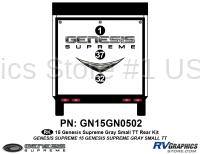 Genesis - 2014-2017 Genesis Gray Sm TT-Small Travel Trailer - 3 Piece 2014 Genesis Gray Sm Travel Trailer Rear Graphics Kit