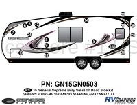 Genesis - 2014-2018 Genesis Gray Sm TT-Small Travel Trailer - 17 Piece 2014 Genesis Gray Sm Travel Trailer Roadside Graphics Kit
