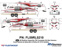 41 Piece 2009 Redline Fifth Wheel Red Complete Graphics Kit