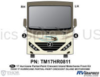Hurricane - 2017 Hurricane MH-Motorhome Gold Crescent Island Partial Paint - 3 Piece 2017 Hurricane MH Crescent Island Front Graphics Kit