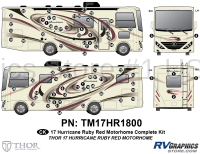 Hurricane - 2017 Hurricane MH-Motorhome Ruby Red 34-35 foot models - 77 Piece 2017 Hurricane MH Ruby Red 34-35 Complete Graphics Kit