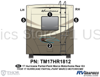 Hurricane - 2017 Hurricane MH-Motorhome Burgundy Marco Partial Paint - 4 Piece 2017 Hurricane MH Marco Rear Graphics Kit