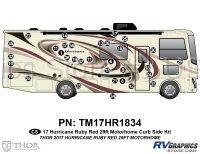 Hurricane - 2017 Hurricane MH-Motorhome Ruby Red 27-31 foot models - 33 Piece 2017 Hurricane MH Ruby Red 27-31 Curbside Graphics Kit