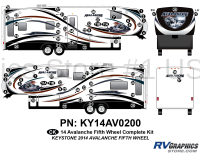 73 Piece 2014 Avalanche Fifth Wheel Complete Graphics Kit