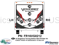 Vengeance - 2016 Vengeance  FW-Fifth Wheel Red Touring Edition - 10 Piece 2016 Vengeance Red FW Rear Graphics Kit