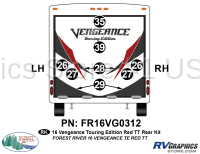 Vengeance - 2016 Vengeance  TT-Travel Trailer Red Touring Edition - 10 Piece 2016 Vengeance Red FW Rear Graphics Kit