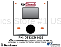 1 Piece 2013 Coleman Expedition Medium Travel Trailer Rear Graphics Kit